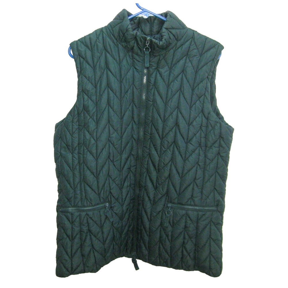 Coldwater Creek Puffer Vest Jacket Womens Size Large 14-16 Green Full Zip Coat